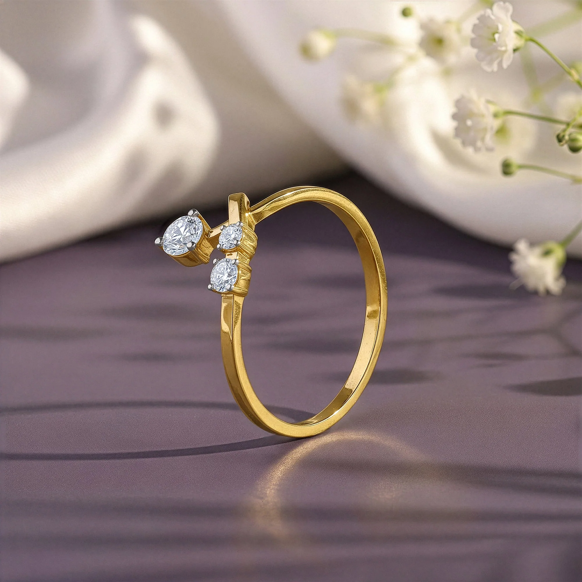 Gold Twin Arc Lab Grown Diamond Ring - Image 2
