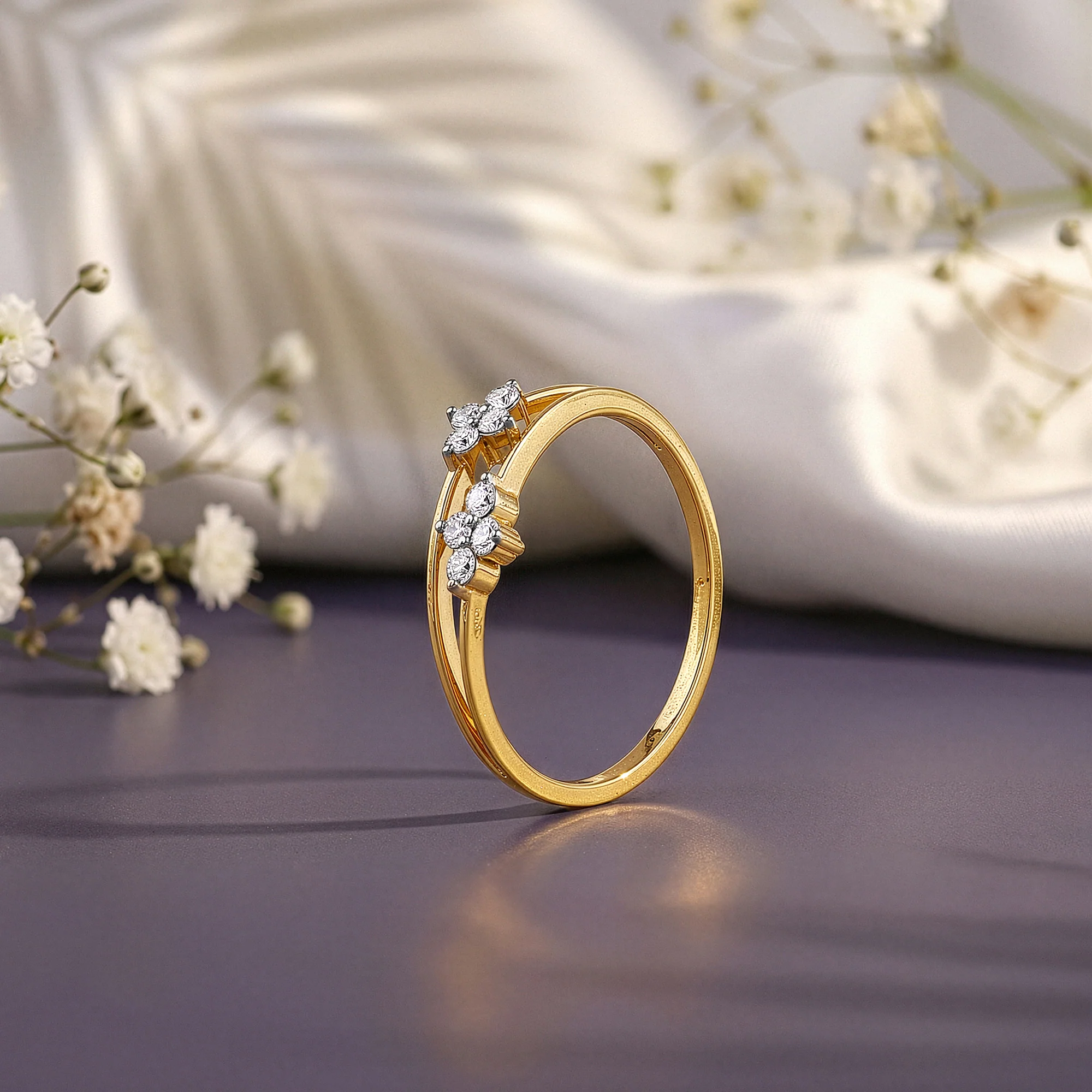 Gold Twin Bloom Lab Grown Diamond Ring (Size 12) - Image 2