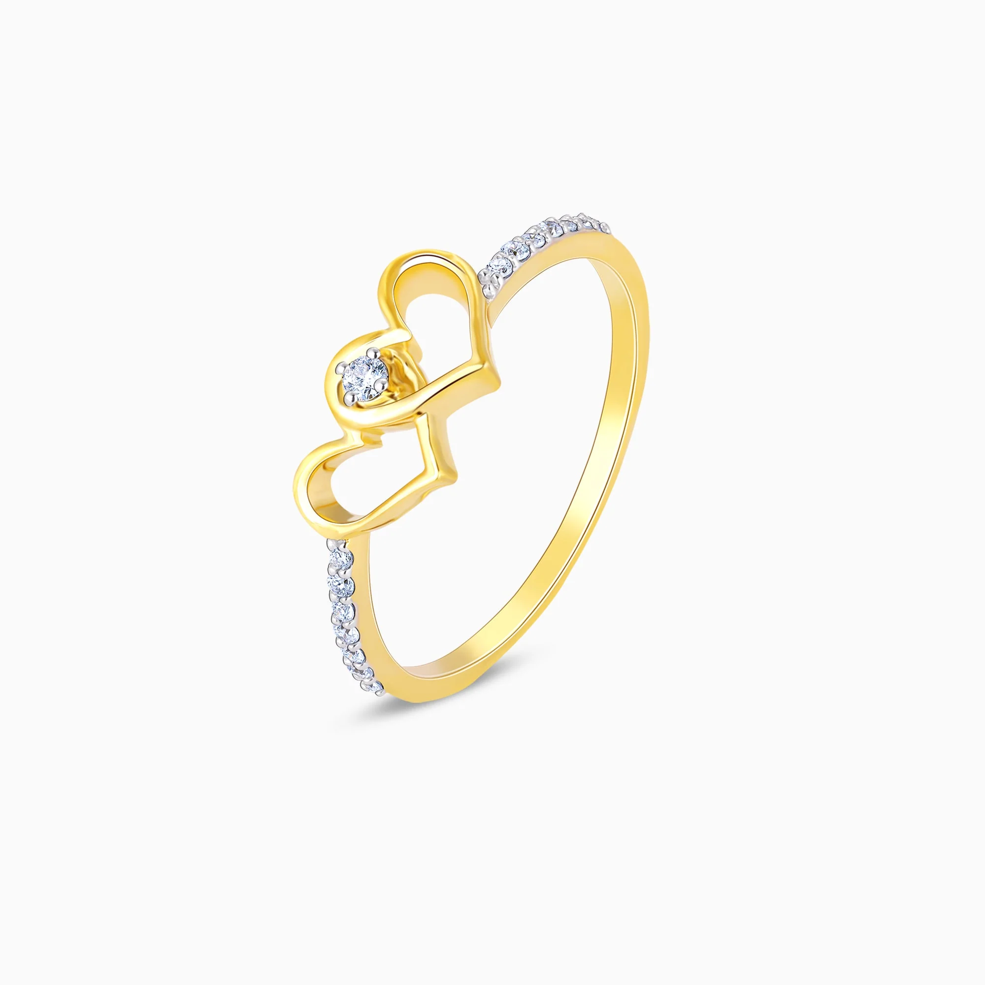 Gold Twin Hearts Diamond Ring - Image 4