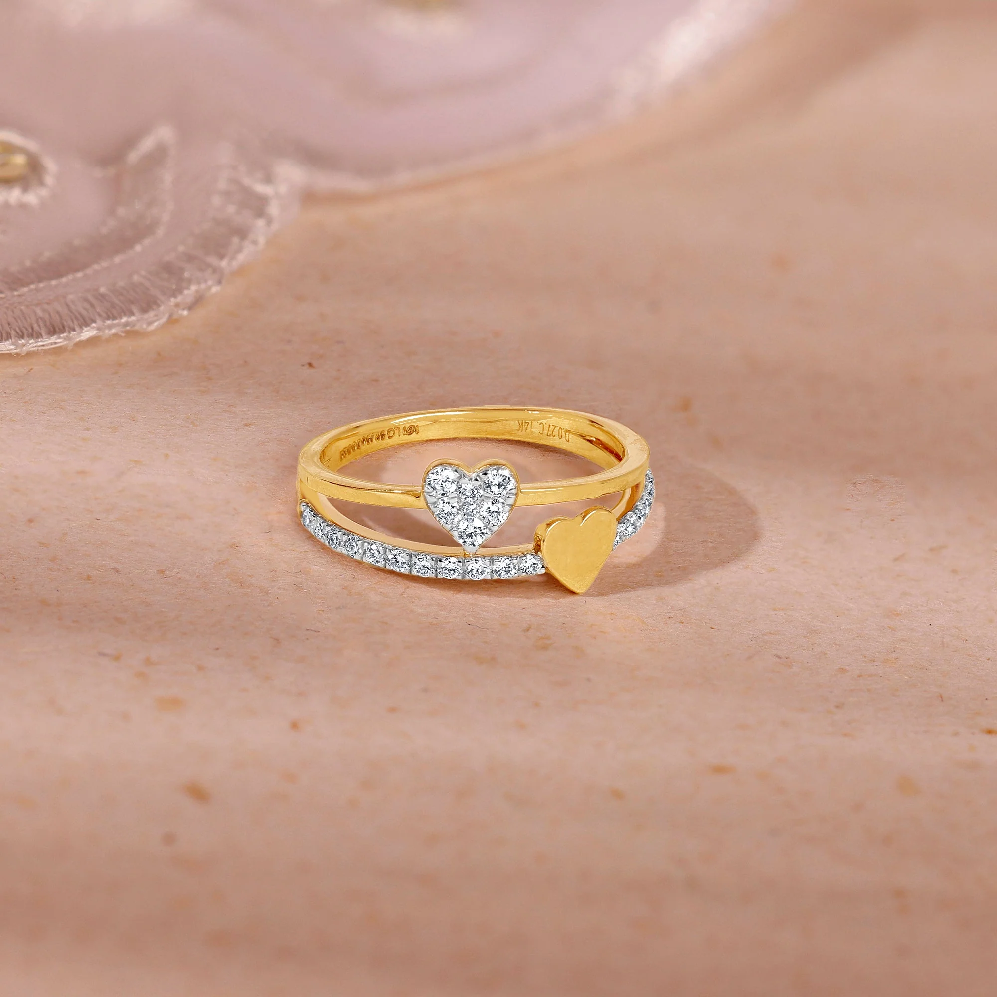 Gold Twin Hearts Lab Grown Diamond Ring - Image 2
