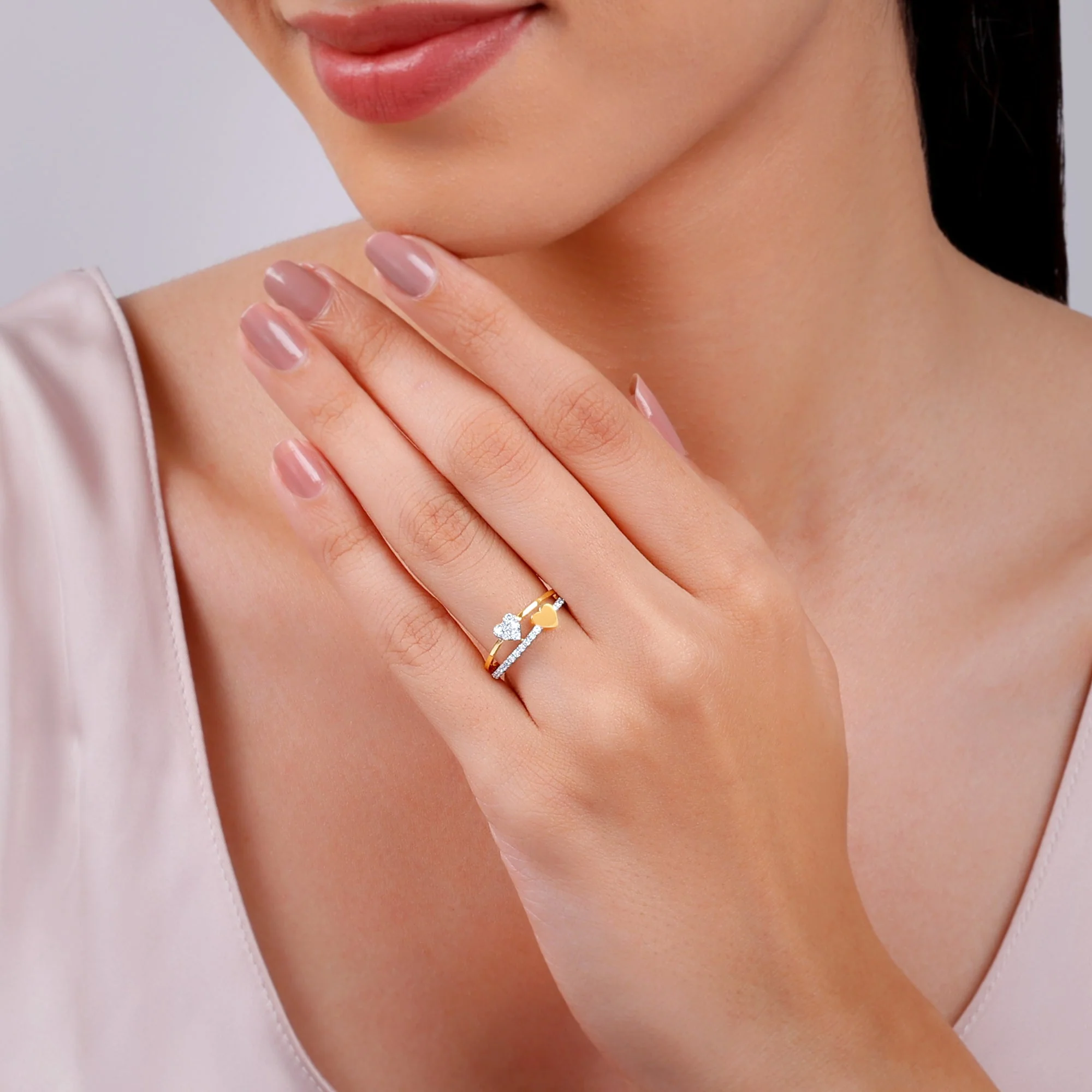Gold Twin Hearts Lab Grown Diamond Ring - Image 3