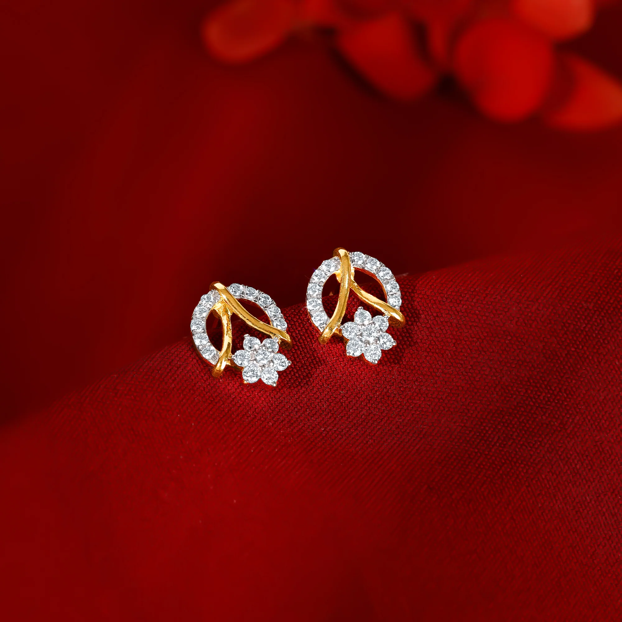 Gold Twinkle Top Lab Grown Diamond Studs - Image 2
