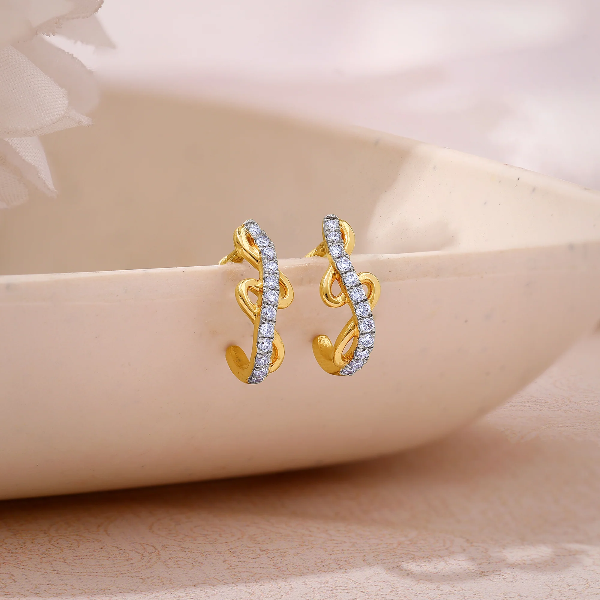 Gold Twira Lab Grown Diamond Earrings - Image 2