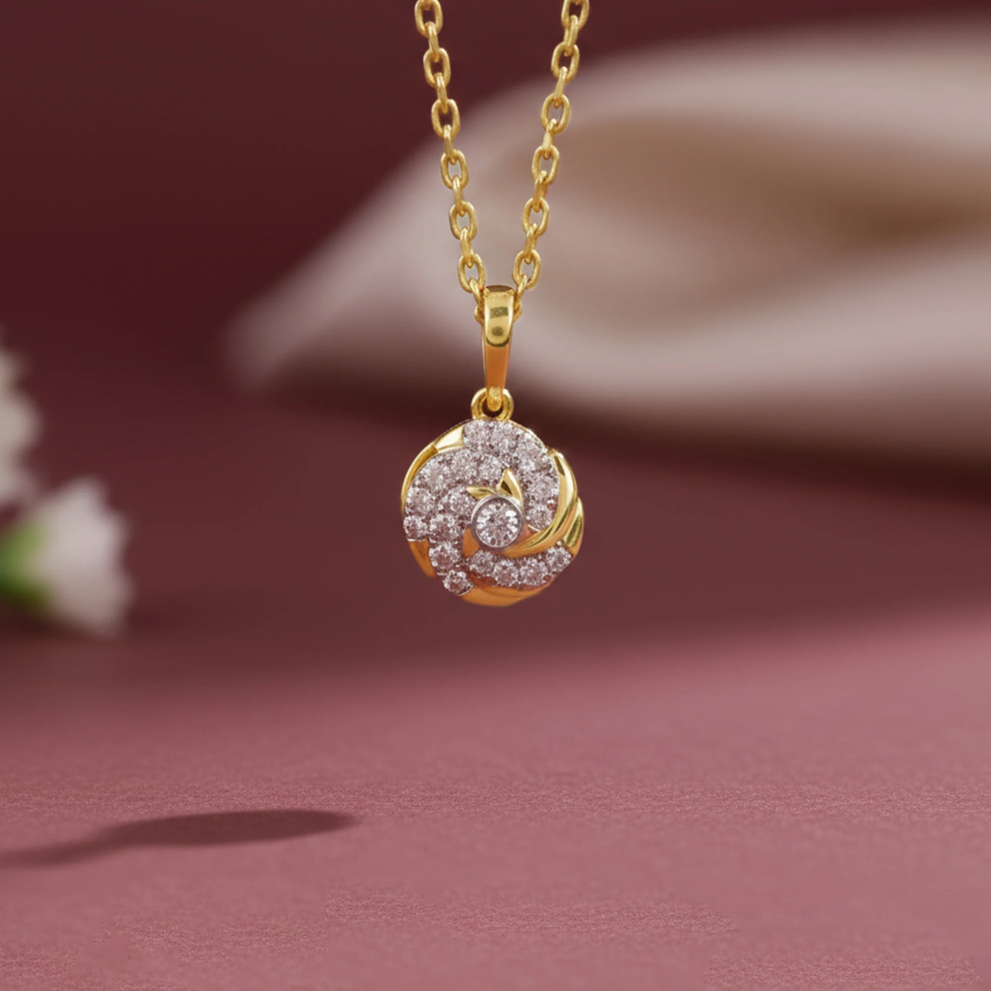 Gold Twirl Lab Grown Diamond Pendant - Image 2