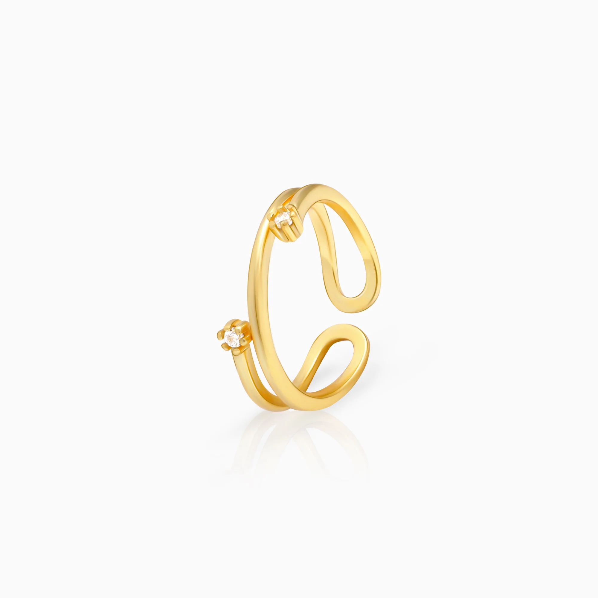 Golden Twist & Turn Zircon Ring - Image 4