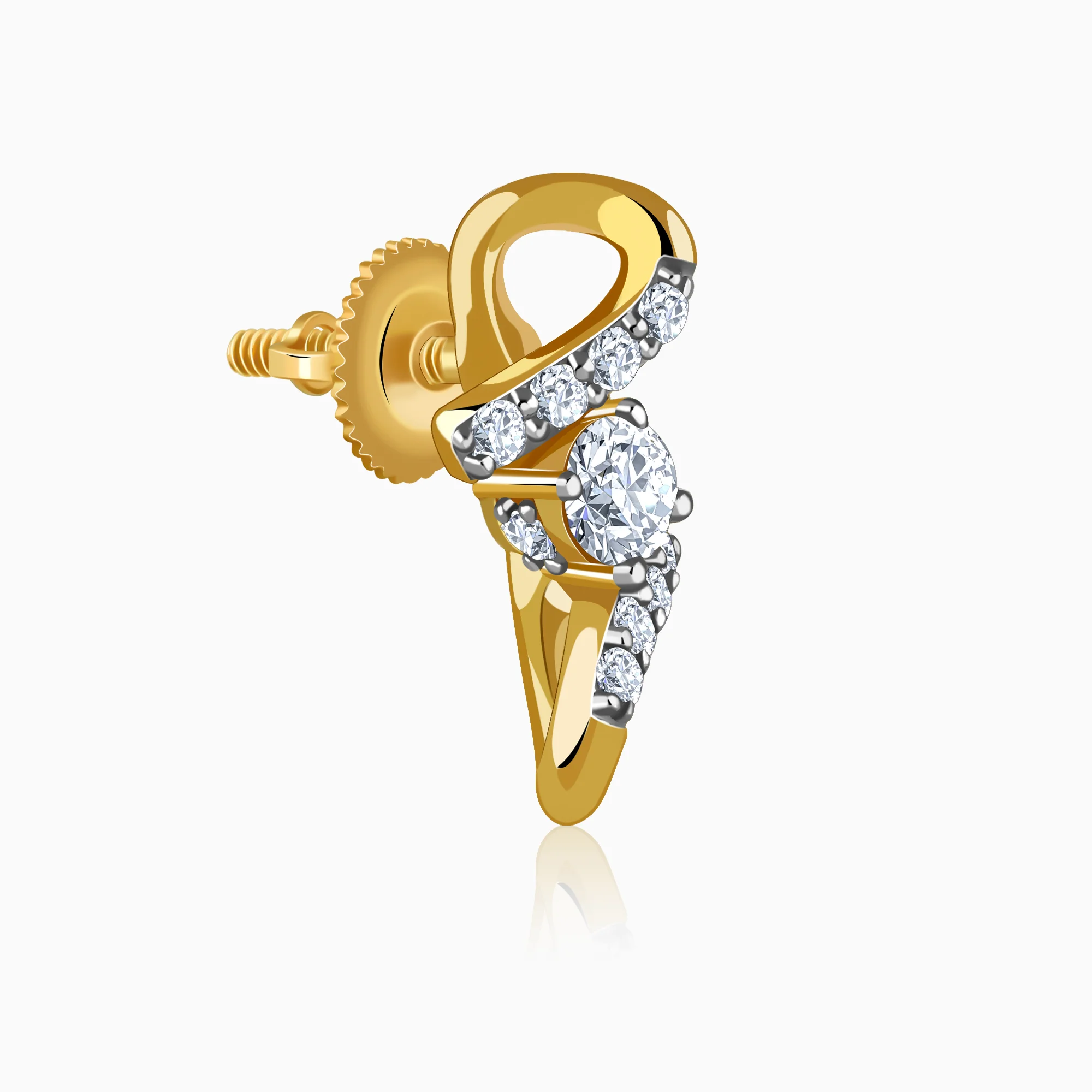 Gold Twisted Glam Lab Grown Diamond Earrings - Image 4