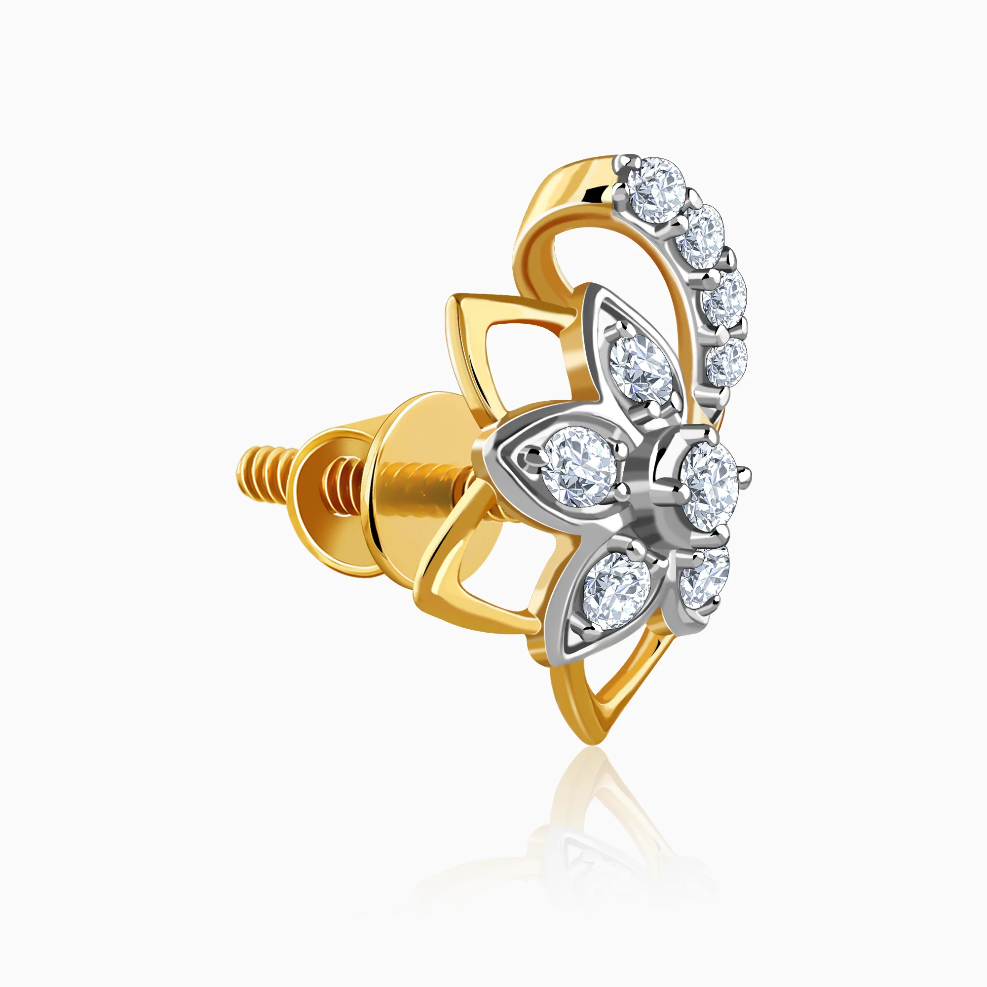 Gold Unfinished Floral Lab Grown Diamond Studs - Image 4