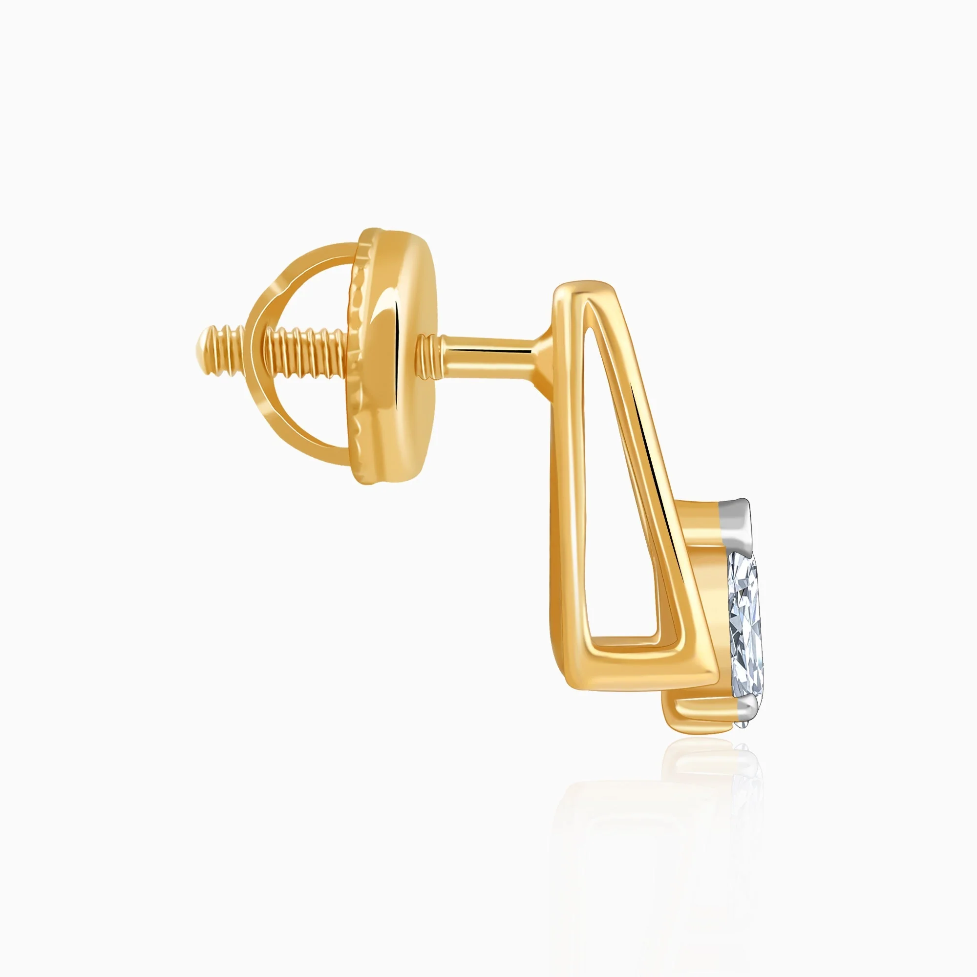 Gold V-Edge Lab Grown Diamond Earrings - Image 5
