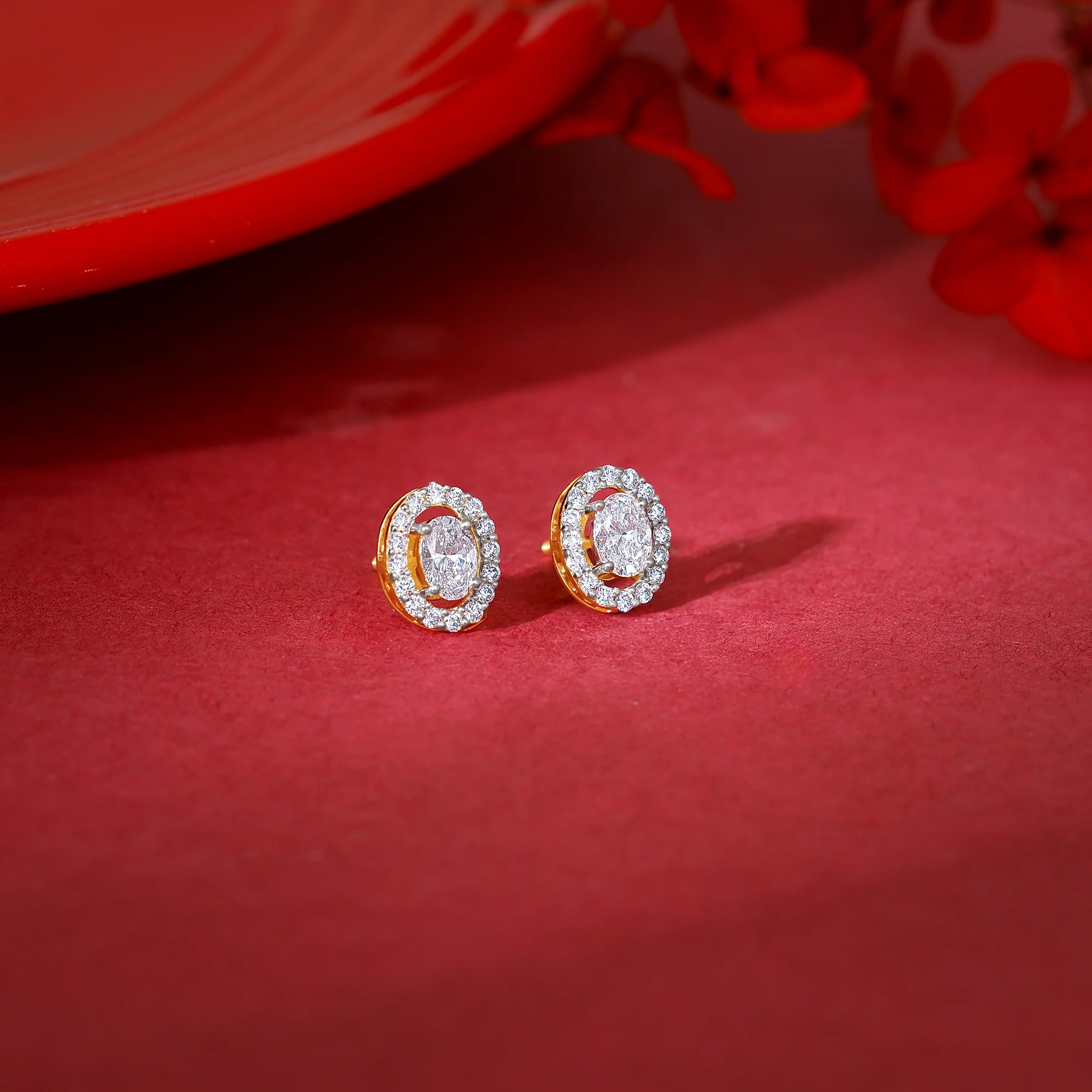 Gold Vesta Halo Solitaire Lab Grown Diamond Studs - Image 2