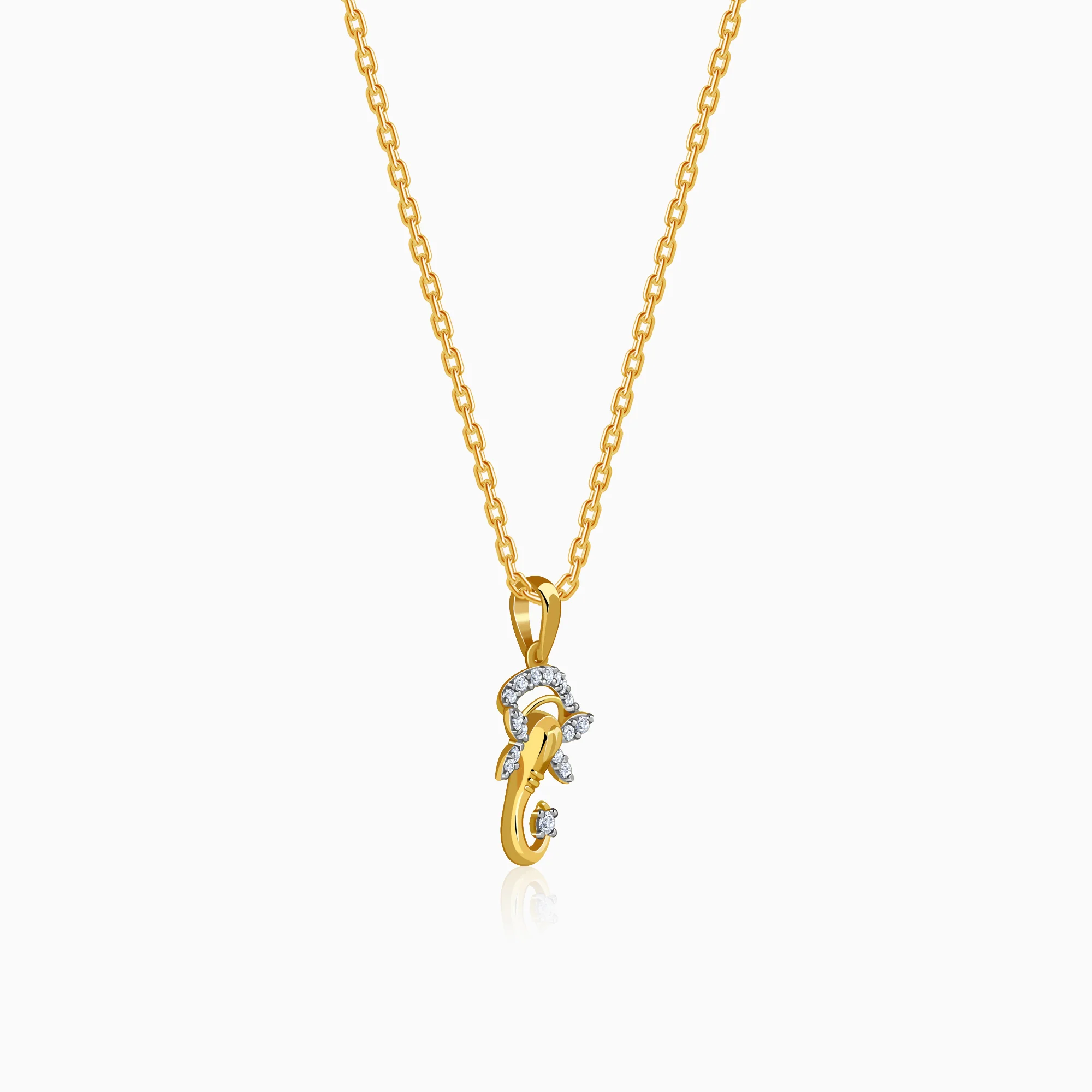 Gold Vighnaharta Spark Lab Grown Diamond Pendant - Image 4