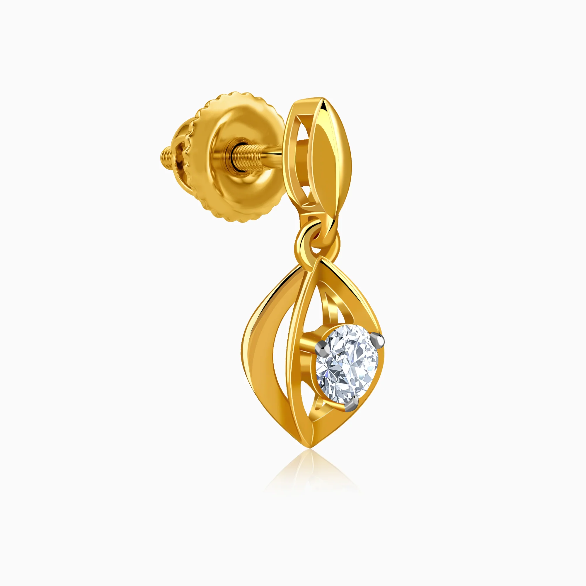 Gold Vintage Droplet Lab Grown Diamond Earrings - Image 4