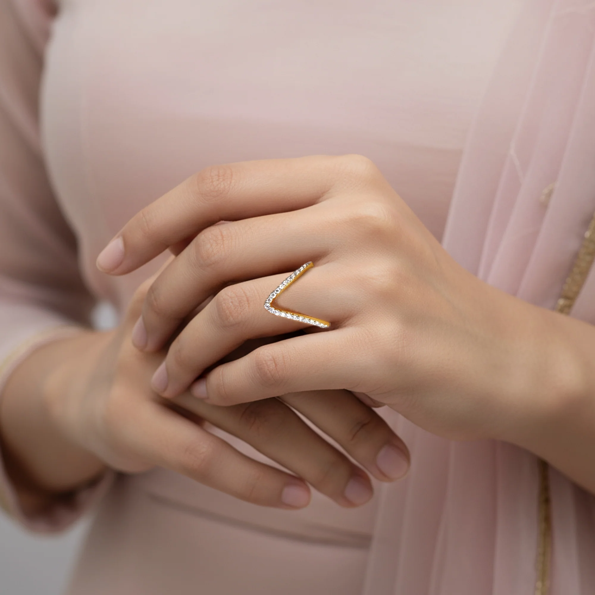 Gold Virajpet Vanki Lab Grown Diamond Ring - Image 3