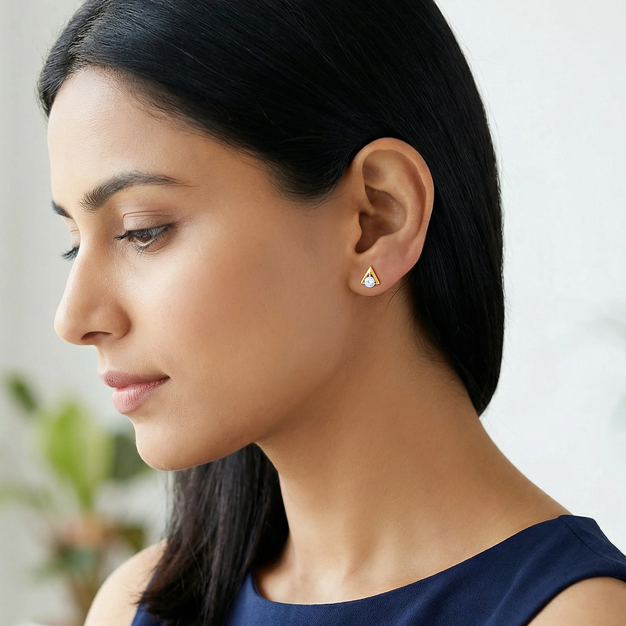 Gold Vow Point Lab Grown Diamond Earrings - Image 3