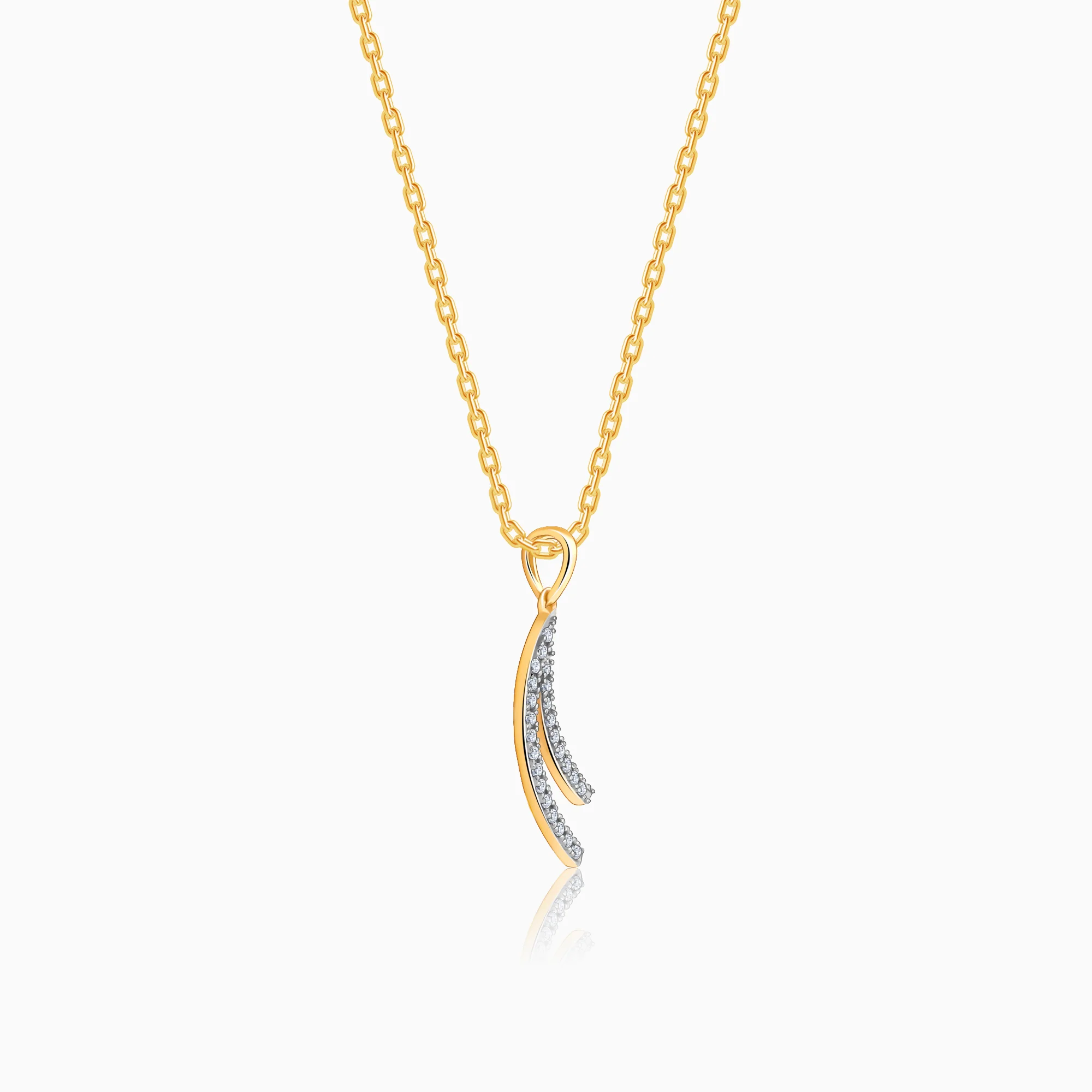Gold Wave Layers Lab Grown Diamond Pendant - Image 4