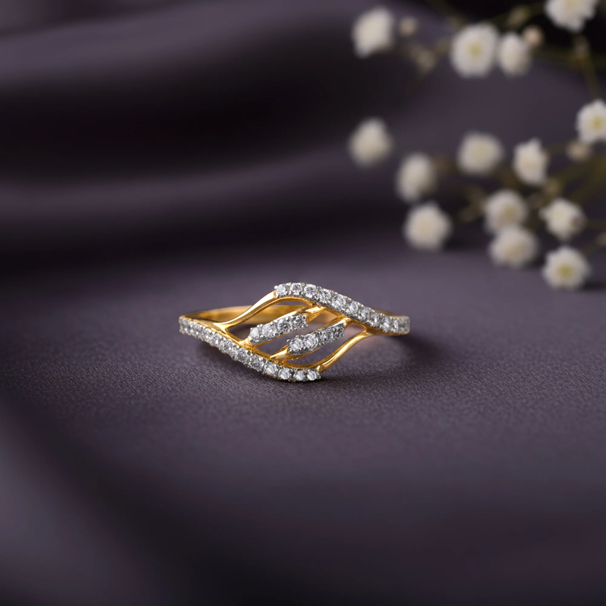 Gold Wavelet Lab Grown Diamond Ring - Image 2