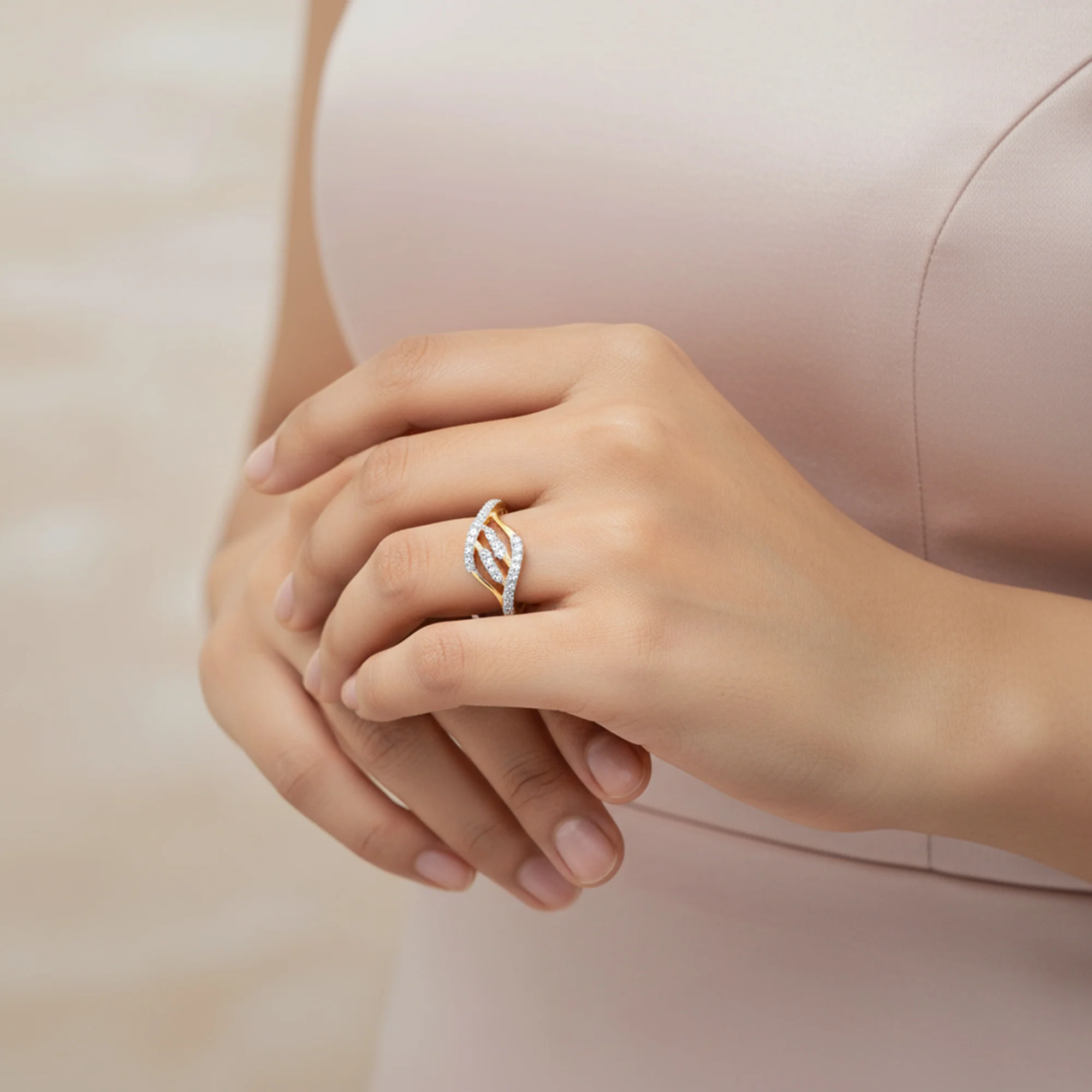 Gold Wavelet Lab Grown Diamond Ring - Image 3