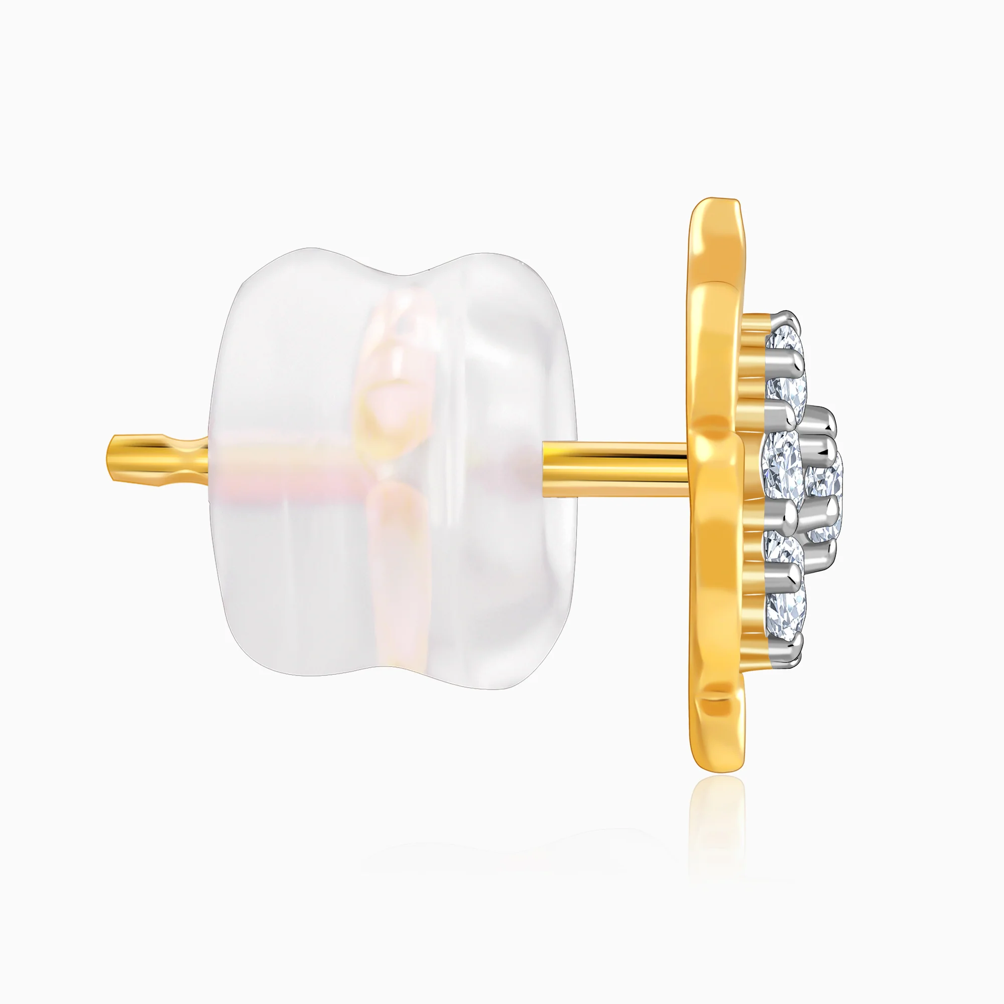 Gold Wavy Flower Diamond Earrings - Image 5