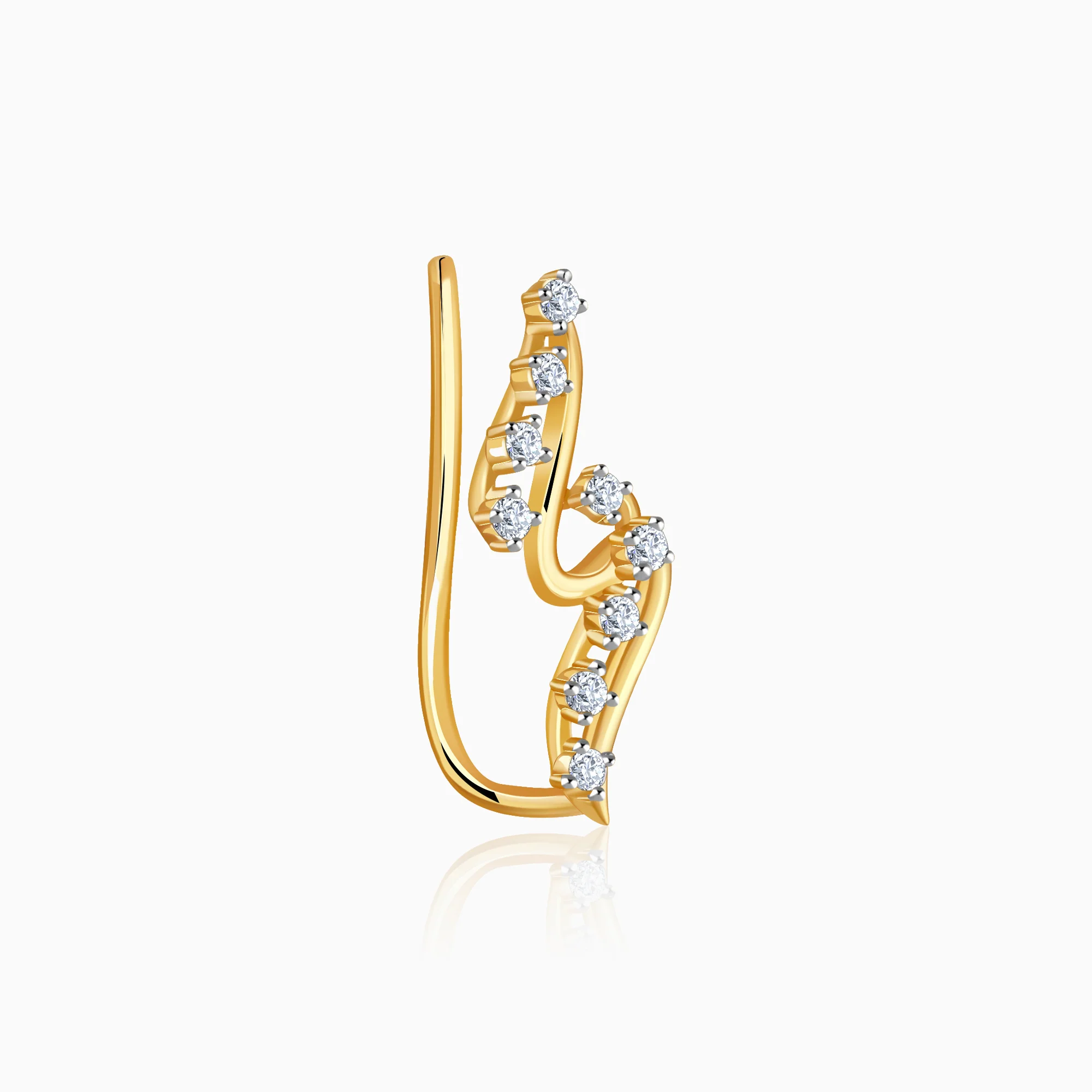 Gold Wavy Throne Lab Grown Diamond Earrings - Image 4