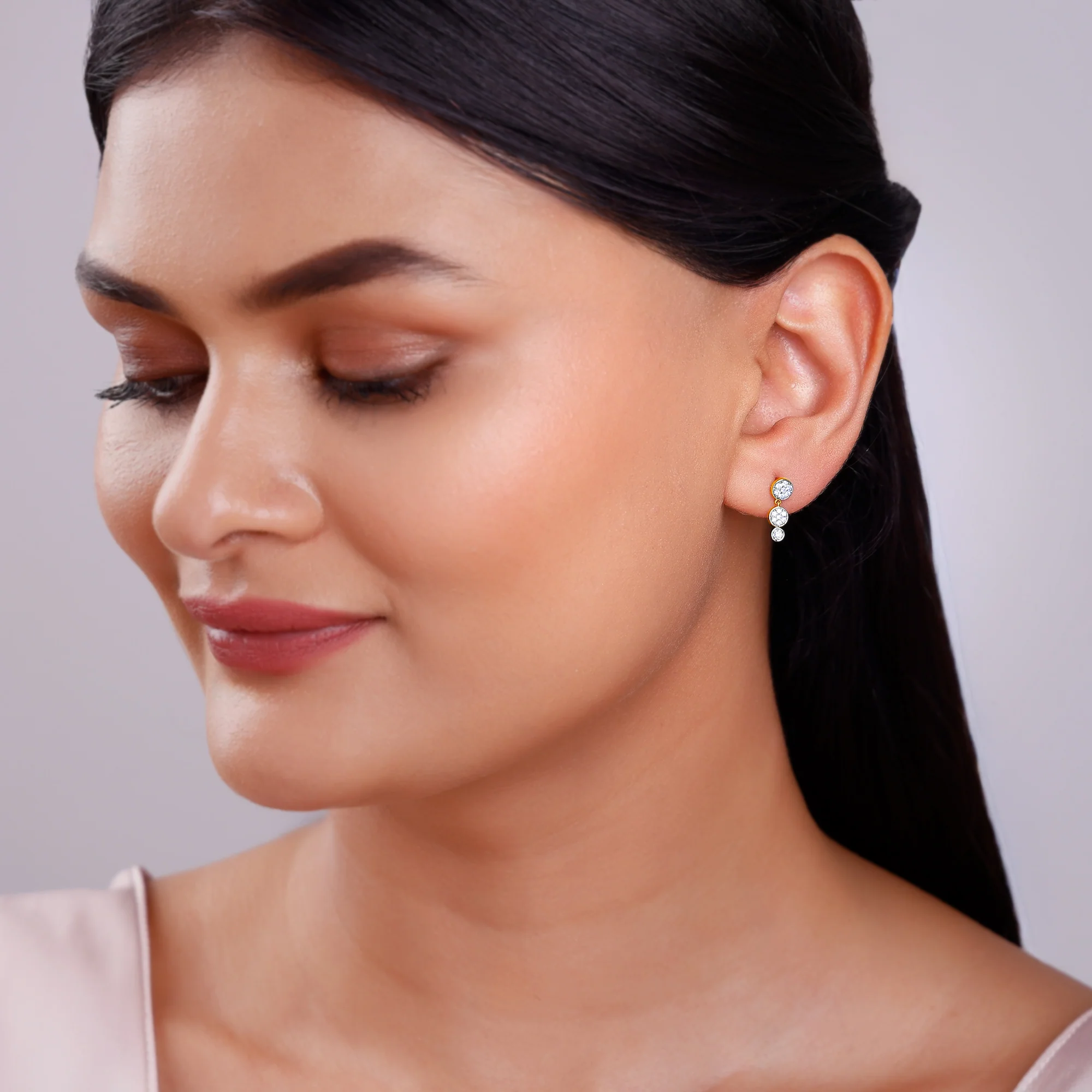 Gold Zyra Lab Grown Diamond Earrings - Image 3