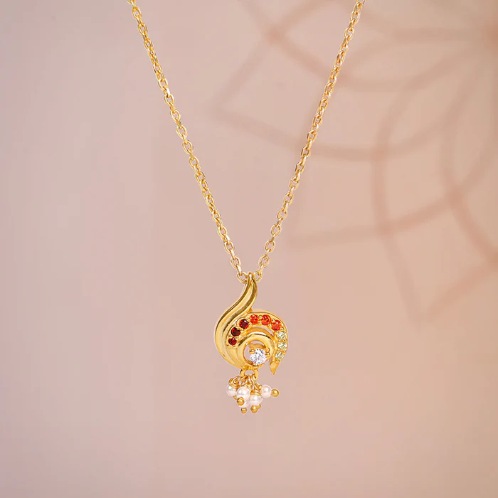 Golden Ambika Pendant With Link Chain - Image 2