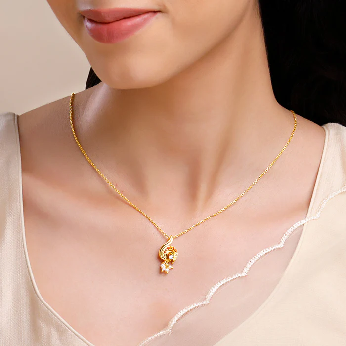 Golden Ambika Pendant With Link Chain - Image 3