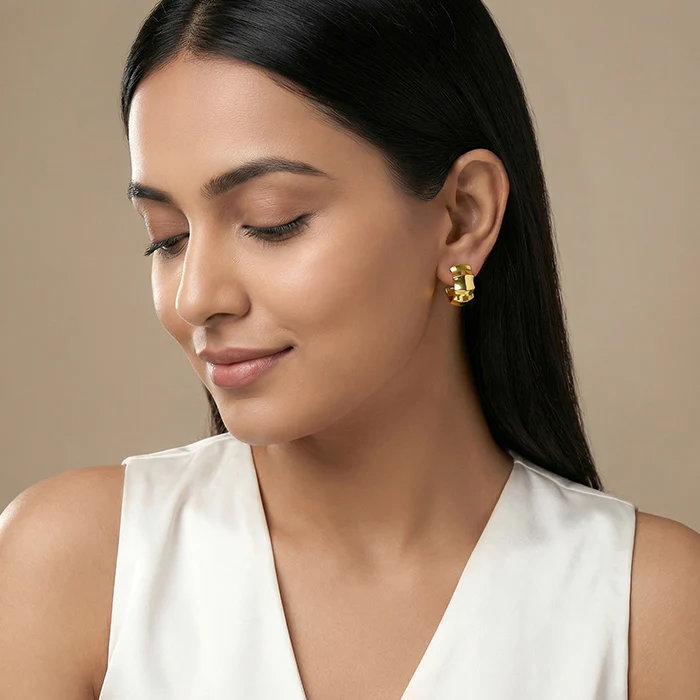 Golden Aurelian Half Hoop Earrings - Image 3