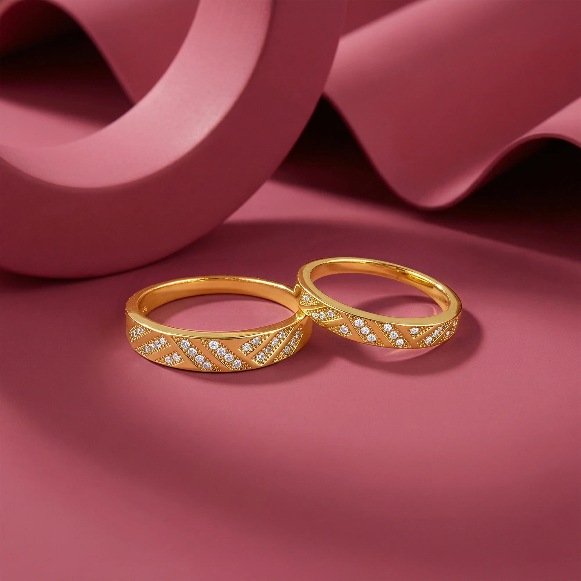 Golden Aztec Shine Couple Rings - Image 2