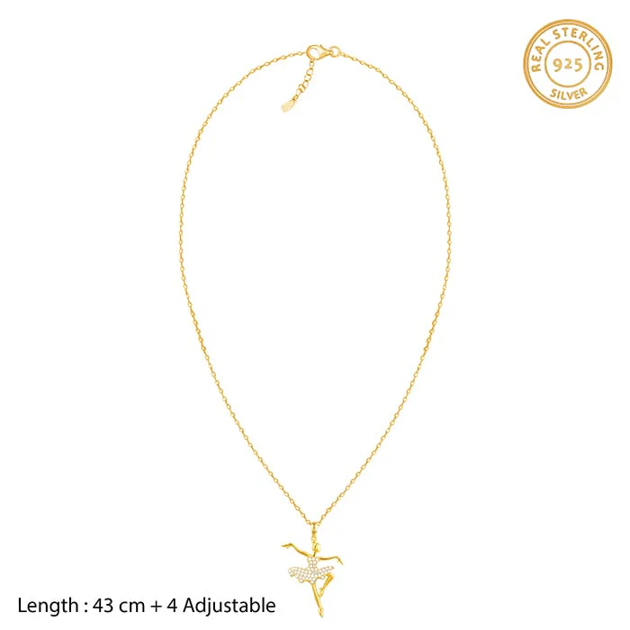 Golden Ballerina Pendant with Link Chain - Image 6