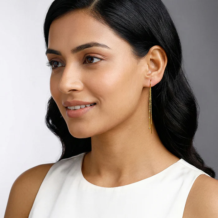 Golden Beadora Sui Dhaga Earrings - Image 3