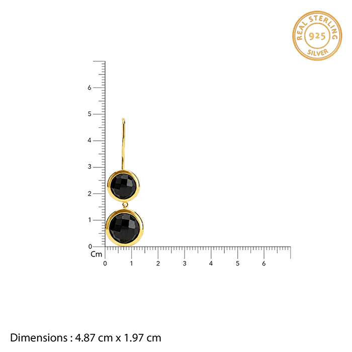 Golden Black Chalcedony Dangler Earrings - Image 5