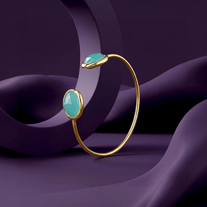Golden Blue Onyx Cuff Bracelet - Image 2