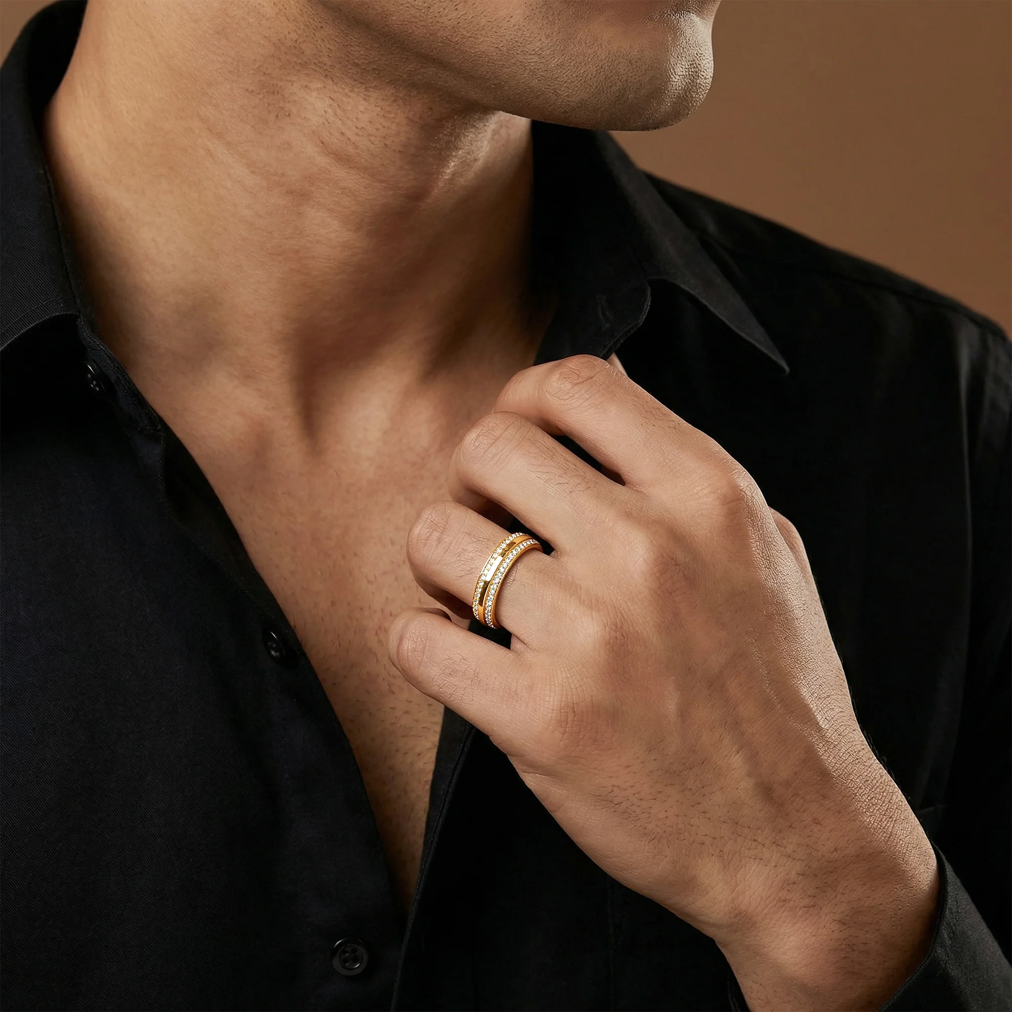 Golden Bold Fate Ring For Him (Size 20) - Image 3