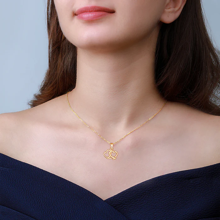 Golden Bonding Hearts Pendant With Link Chain - Image 2