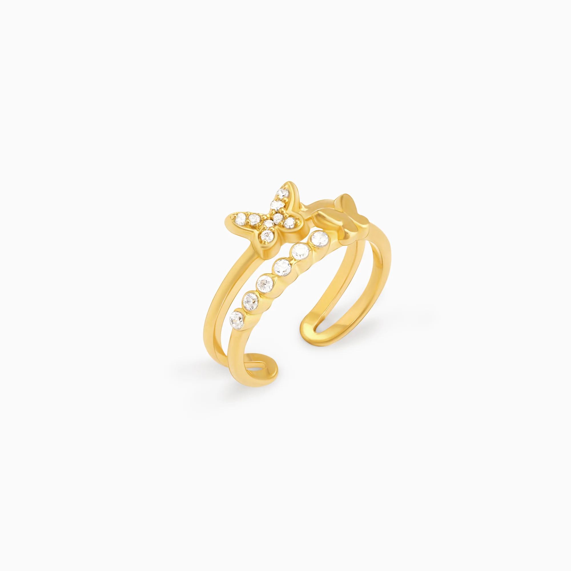 Golden Layered Butterfly In Love Ring - Image 3