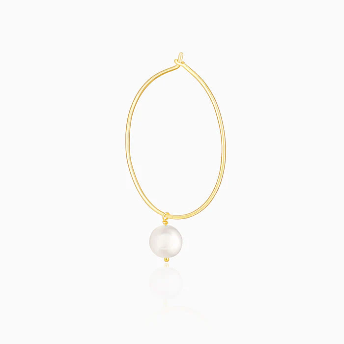 Golden Cape of Pearl Hoop Earrings - Image 4