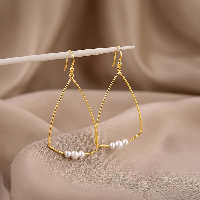 Golden Carole Pearl Dangler Earrings - Image 2