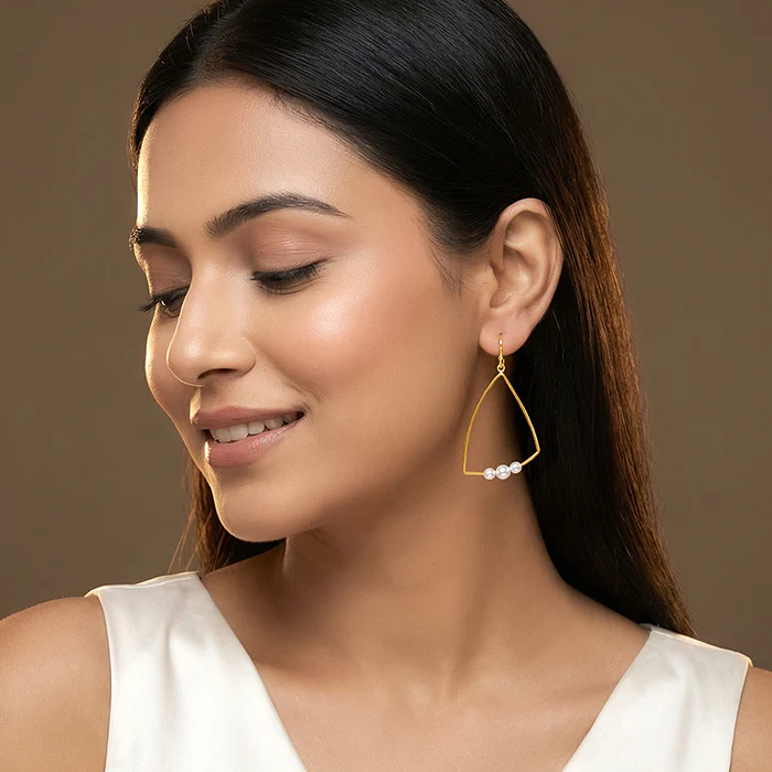 Golden Carole Pearl Dangler Earrings - Image 3