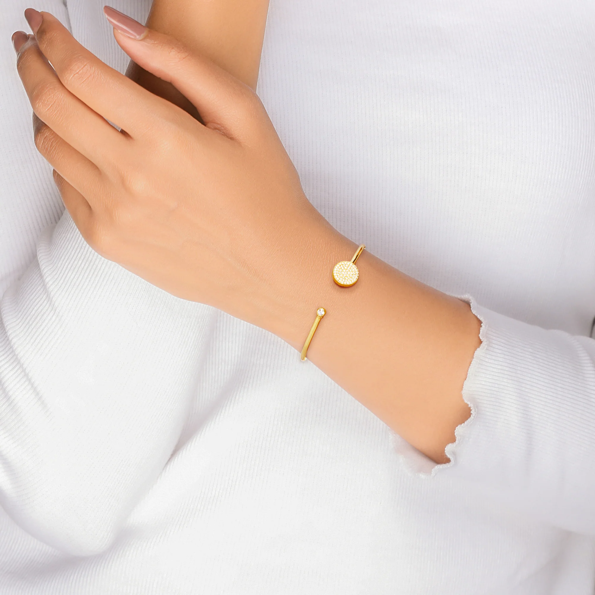 Golden Circular Studded Bracelet - Image 2