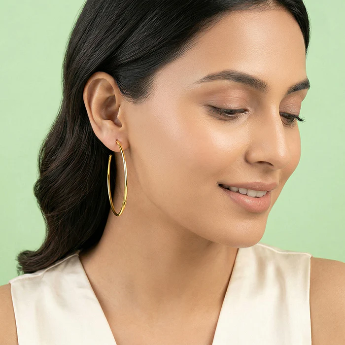 Golden Classic Large Hoop Earrings - Image 3