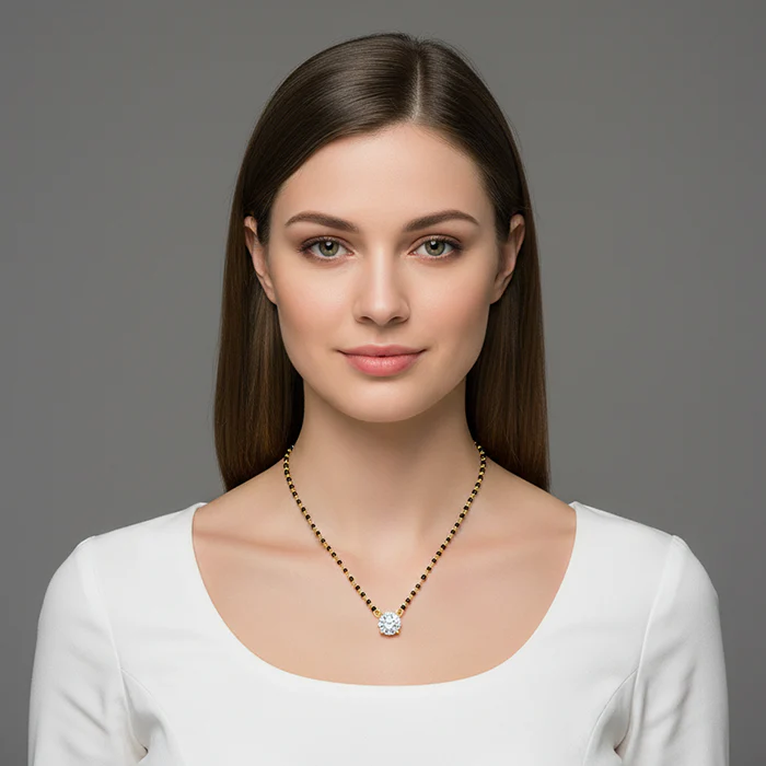 Golden Classic Solitaire Mangalsutra - Image 4