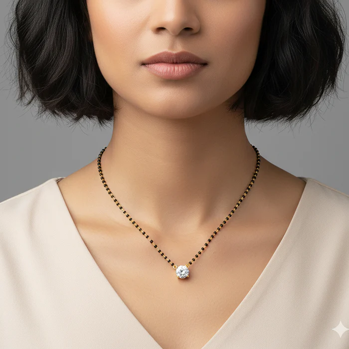 Golden Classic Solitaire Mangalsutra - Image 5