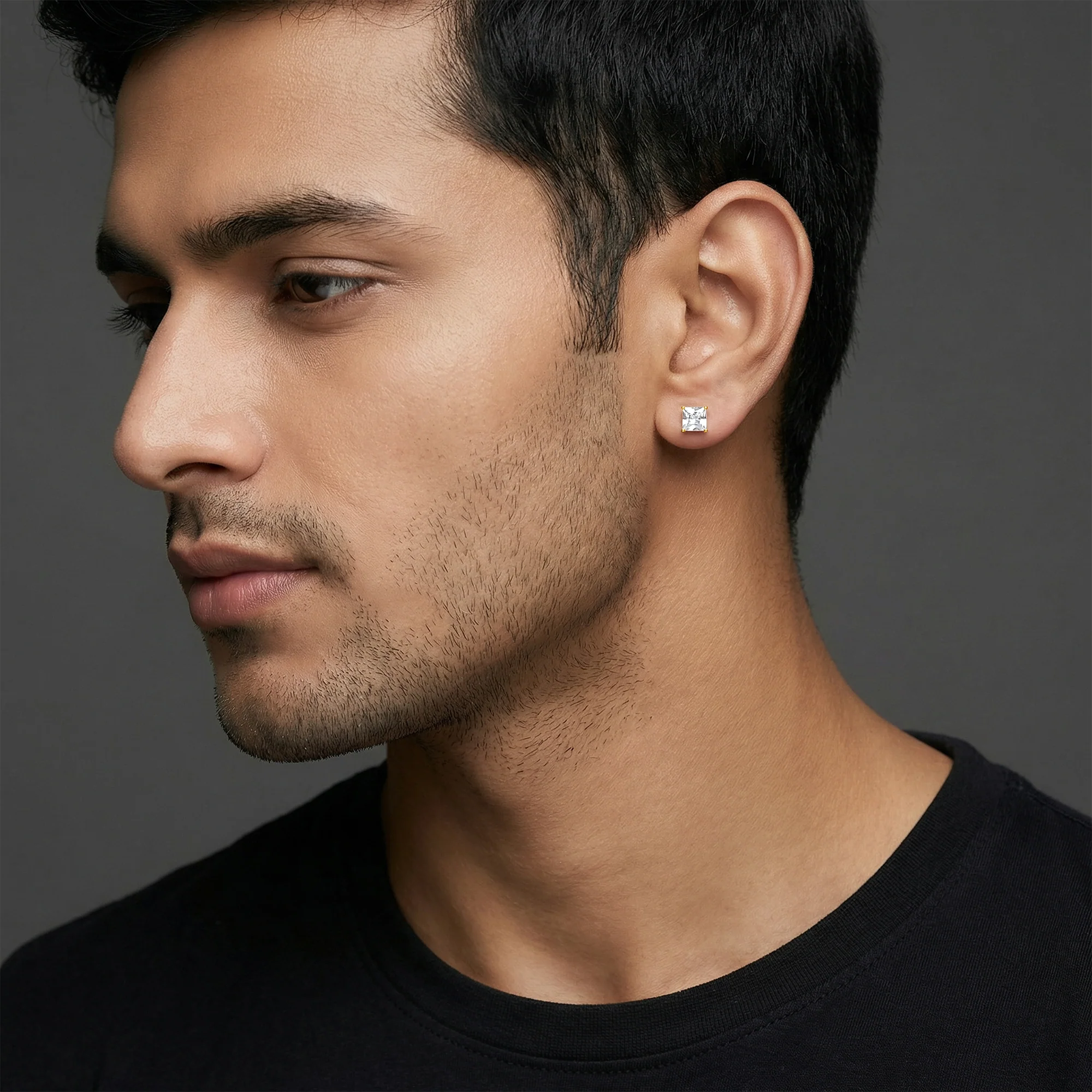 Golden Classy Zirconia Stud For Him - Image 5