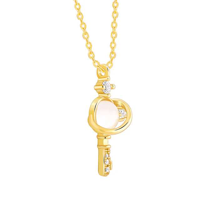 Golden Cosmic Key Pendant With Link Chain - Image 4