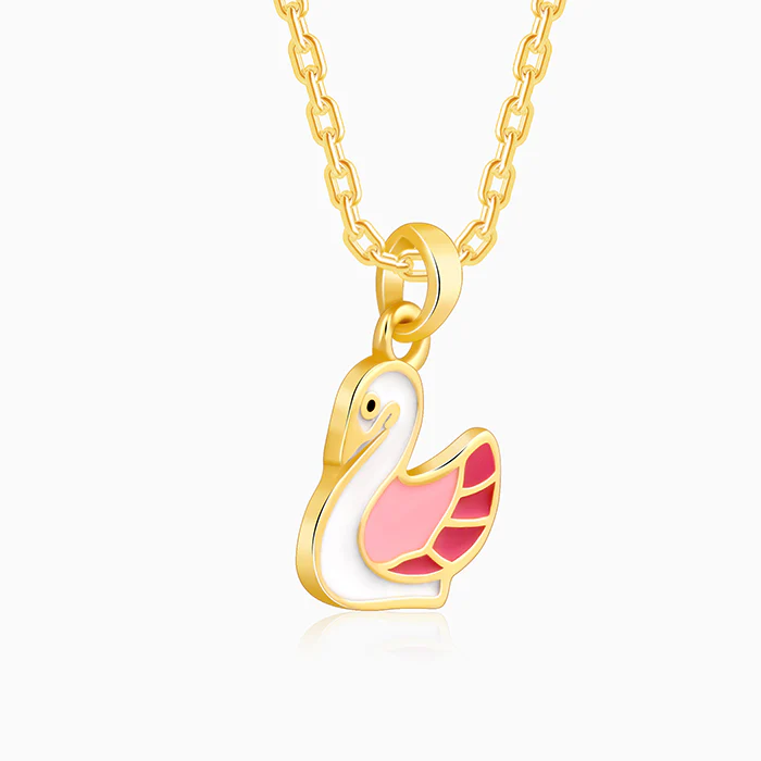 Golden Dainty Swan Kids Pendant with Link Chain - Image 4