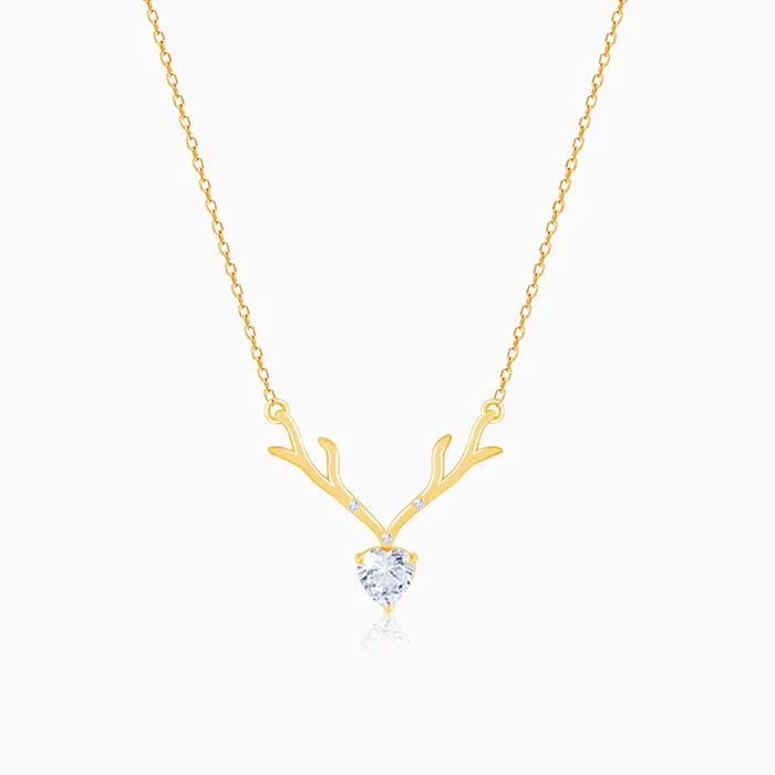 Golden Deer Heart Necklace