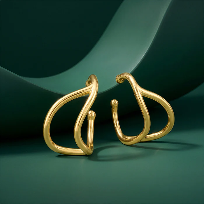 Golden Double Curve Hug Earrings - Image 2