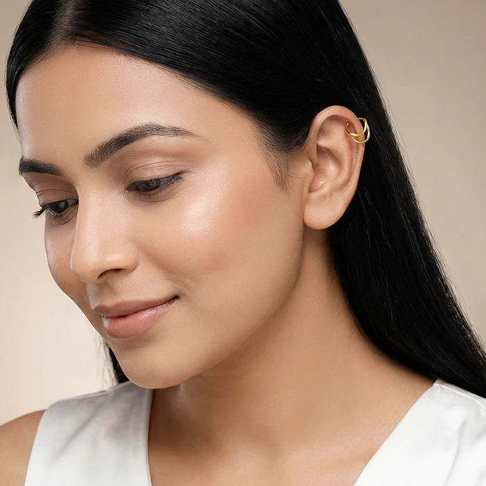 Golden Double Curve Hug Earrings - Image 3