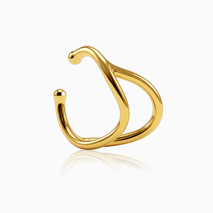 Golden Double Curve Hug Earrings - Image 4