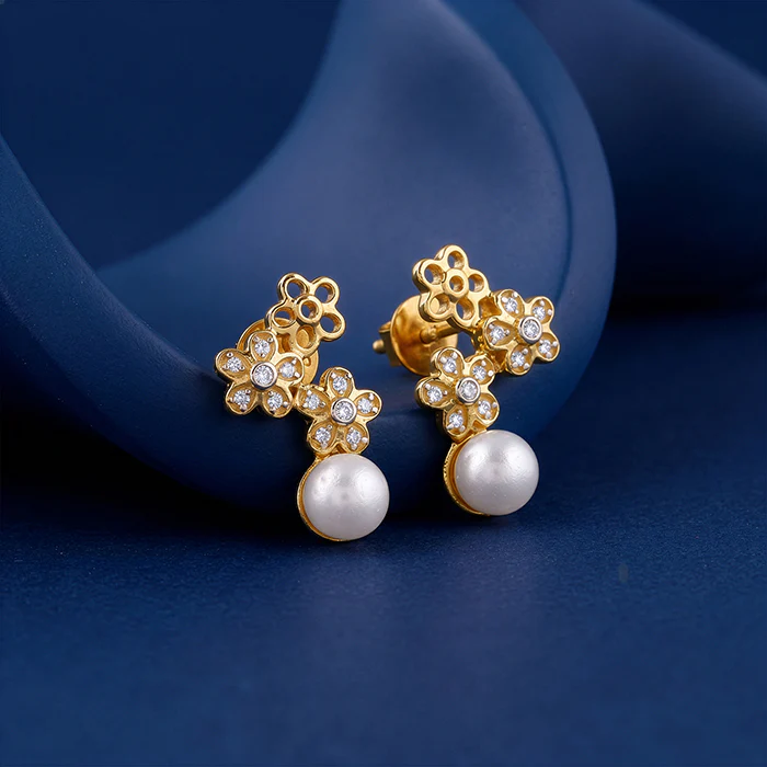 Golden Downey Pearl Earrings - Image 2