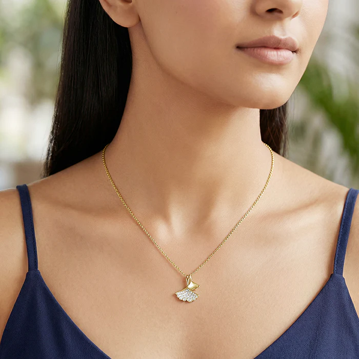 Golden Dual Gingko Leaf Necklace - Image 3